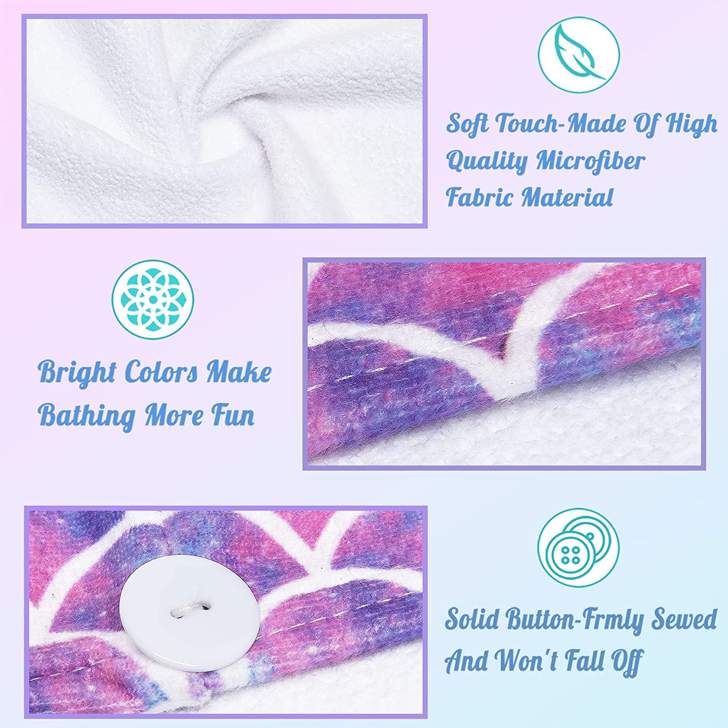 ELLEWIN Microfiber Hair Towel Wrap for Kids Girls 2 Pack Hair Turban Drying for Women Set Absorbent Quick Dry Twisty Anti Frizz